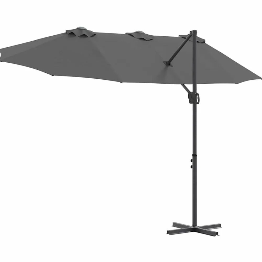 vidaXL Sombrilla 372 x 198 x 243 cm Poliéster y Aluminio Antracita Clearance