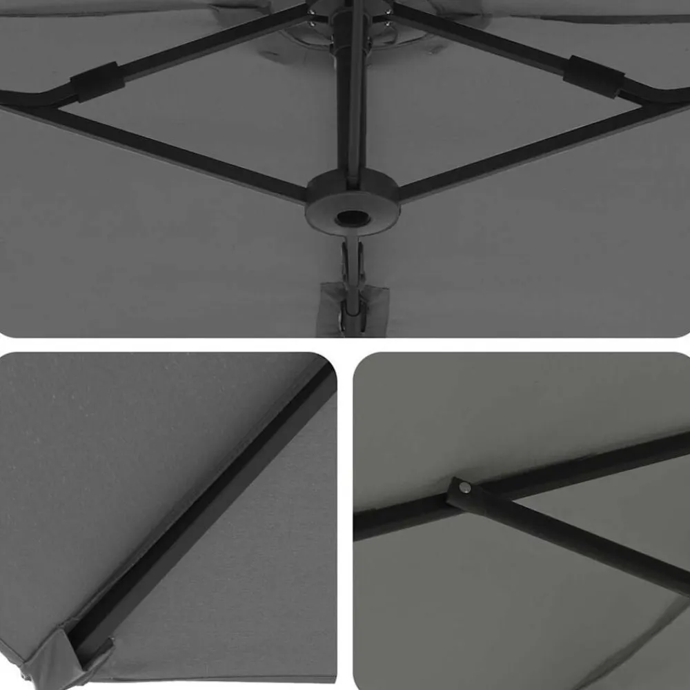 vidaXL Sombrilla 372 x 198 x 243 cm Poliéster y Aluminio Antracita Clearance