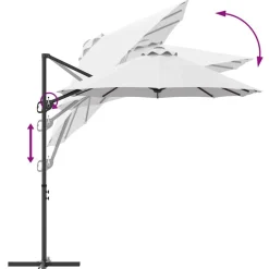 vidaXL Sombrilla 372 x 198 x 243 cm Poliéster y Aluminio Arena Hot