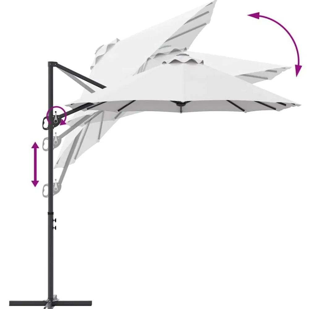 vidaXL Sombrilla 372 x 198 x 243 cm Poliéster y Aluminio Arena Hot
