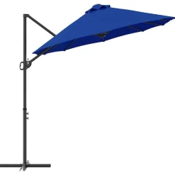 vidaXL Jardín-Sombrilla Azul azur 372 x 198 x 243 cm Poliéster y Aluminio