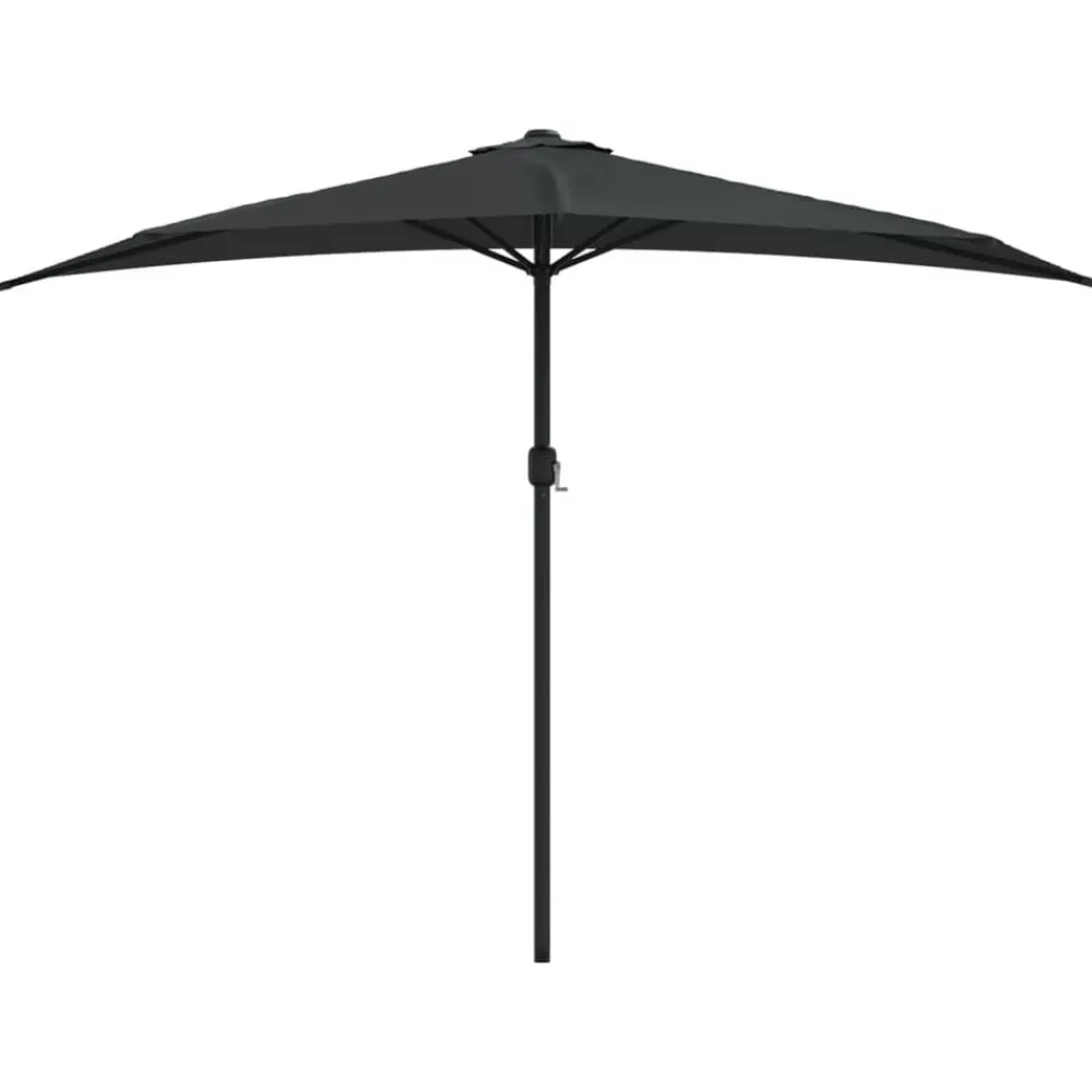 vidaXL Jardín-Sombrilla balcón semicircular palo aluminio negro 300x155x223cm