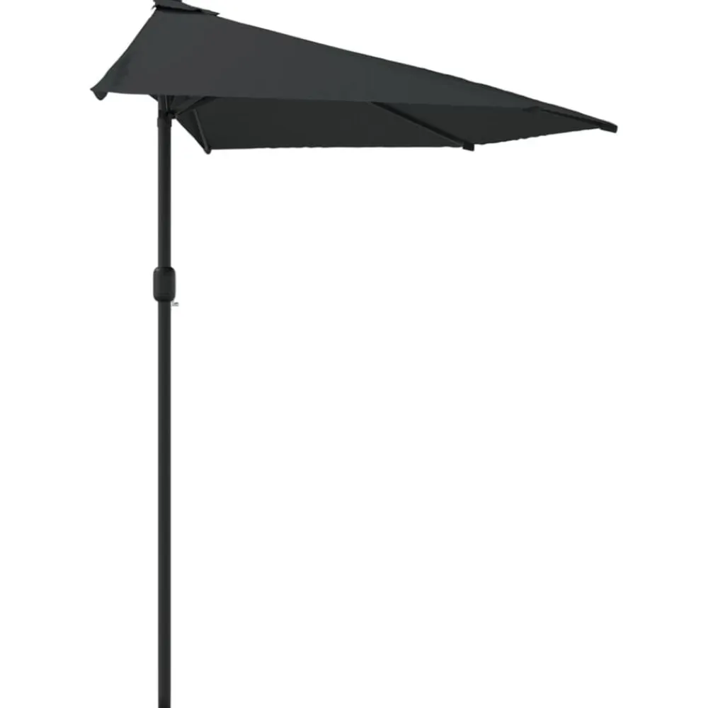 vidaXL Jardín-Sombrilla balcón semicircular palo aluminio negro 300x155x223cm
