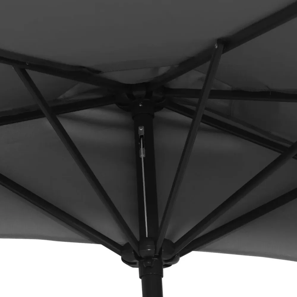 vidaXL Jardín-Sombrilla balcón semicircular palo aluminio negro 300x155x223cm