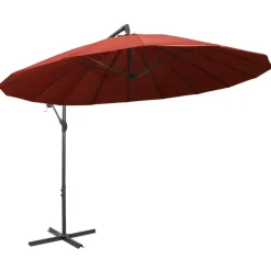 vidaXL Sombrilla colgante con palo de aluminio color 3 m Terracota New