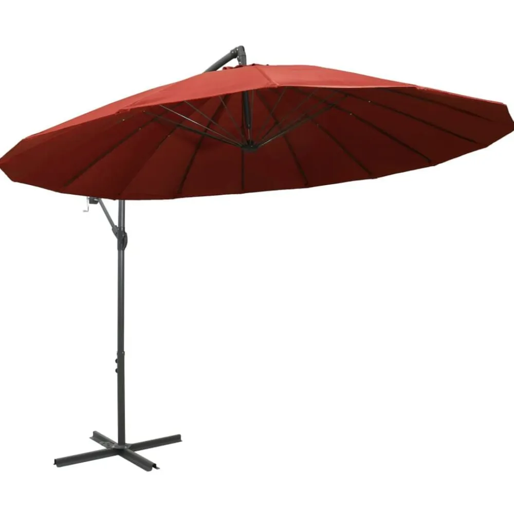 vidaXL Sombrilla colgante con palo de aluminio color 3 m Terracota New