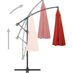vidaXL Sombrilla colgante con palo de aluminio color 3 m Terracota New