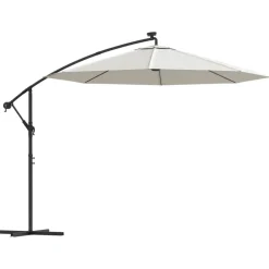 vidaXL Sombrilla colgante con luces LED y palo de metal 300 cm Arena Hot