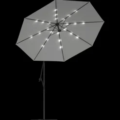 vidaXL Sombrilla colgante con luces LED y palo de metal 300 cm Arena Hot