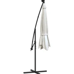 vidaXL Sombrilla colgante con luces LED y palo de metal 300 cm Arena Hot