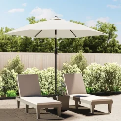 vidaXL Sombrilla con palo de acero blanca arena 3 m Blanco Outlet