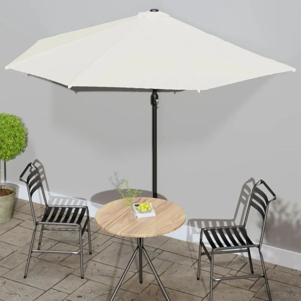 vidaXL Jardín-Sombrilla de balcón semicircular palo aluminio arena 300x155cm