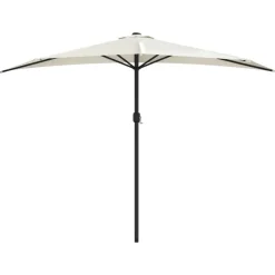 vidaXL Jardín-Sombrilla de balcón semicircular palo aluminio arena 300x155cm