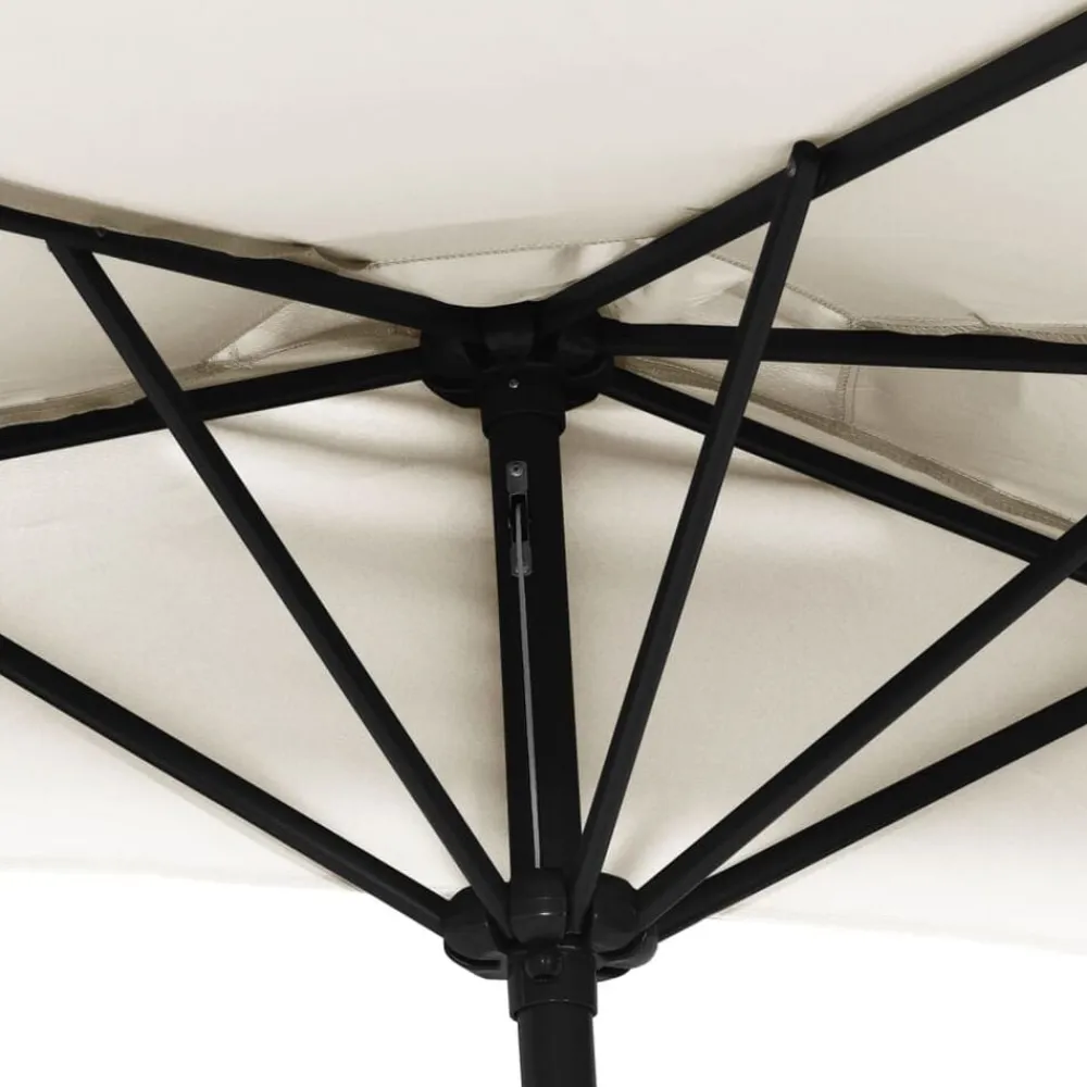 vidaXL Jardín-Sombrilla de balcón semicircular palo aluminio arena 300x155cm