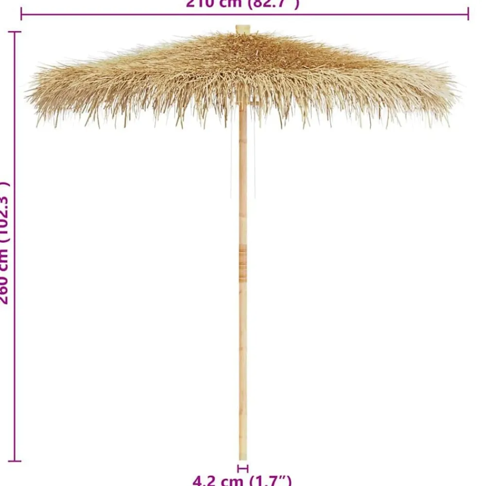 vidaXL Sombrilla de bambú con tejado de hojas de plátano 270 cm Best