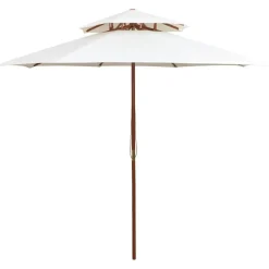 vidaXL Jardín-Sombrilla de dos niveles palo de madera blanco 270x270 cm