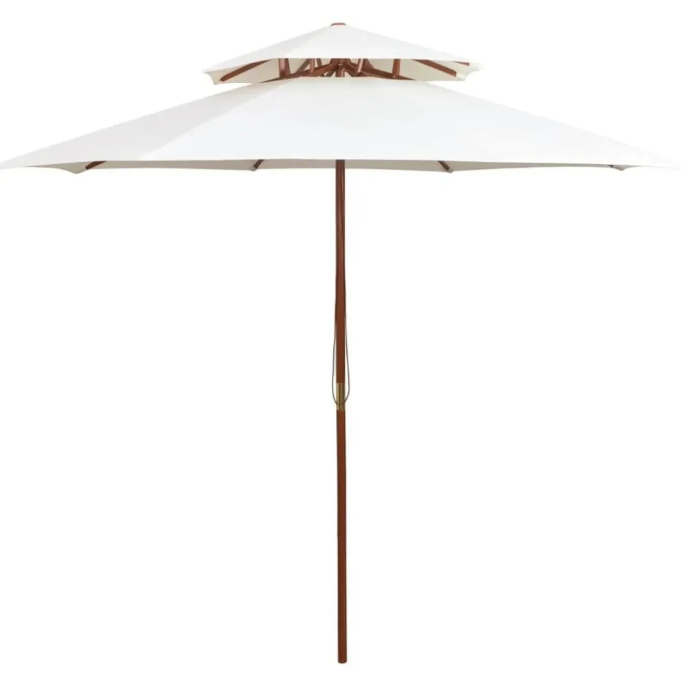 vidaXL Jardín-Sombrilla de dos niveles palo de madera blanco 270x270 cm