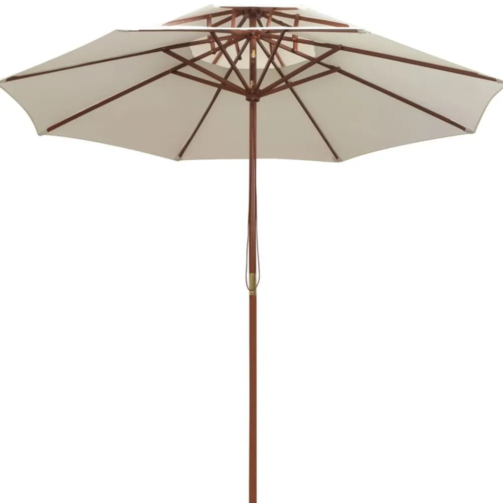 vidaXL Jardín-Sombrilla de dos niveles palo de madera blanco 270x270 cm