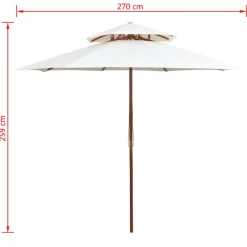 vidaXL Jardín-Sombrilla de dos niveles palo de madera blanco 270x270 cm