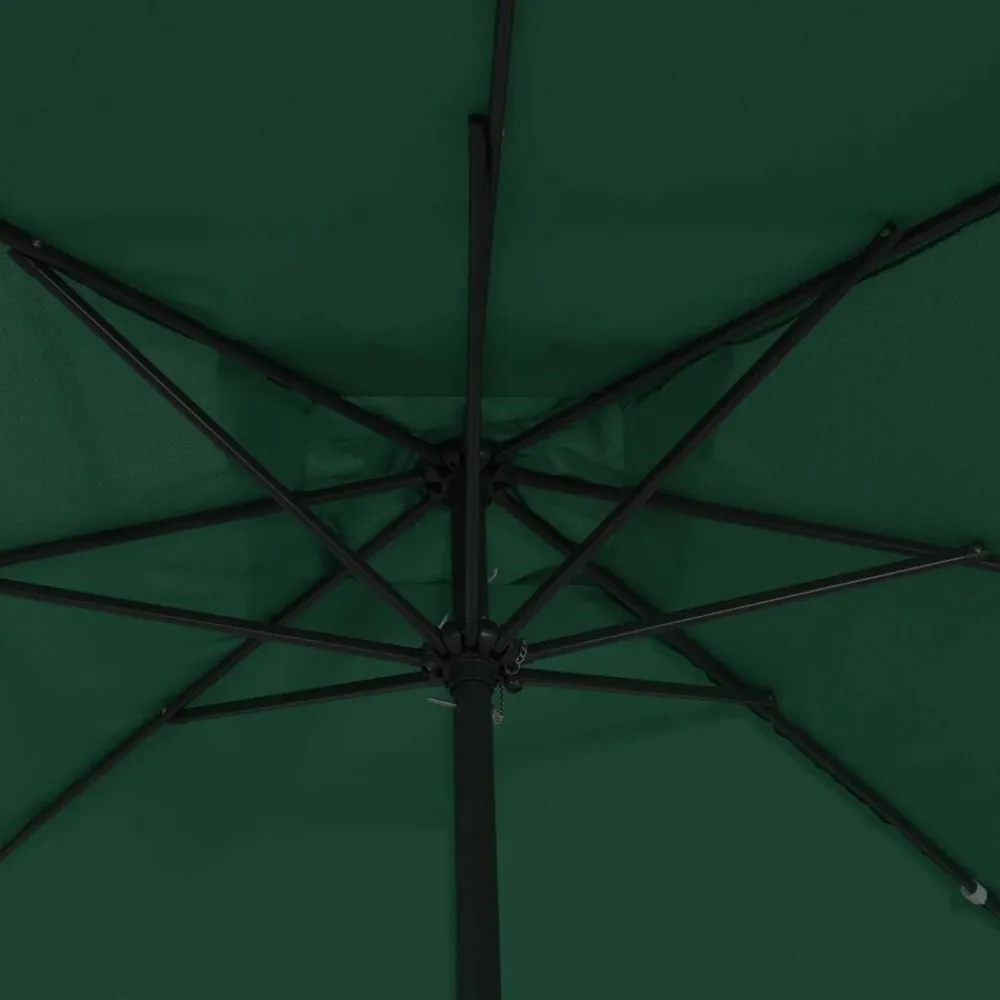 vidaXL Sombrilla de jardín 295 x 295 x 245 cm Poliéster y Acero Verde Clearance