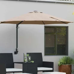 vidaXL Sombrilla de jardín 248 x 248 x 148 cm Poliéster y Acero Taupé New