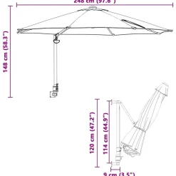 vidaXL Sombrilla de jardín 248 x 248 x 148 cm Poliéster y Acero Taupé New