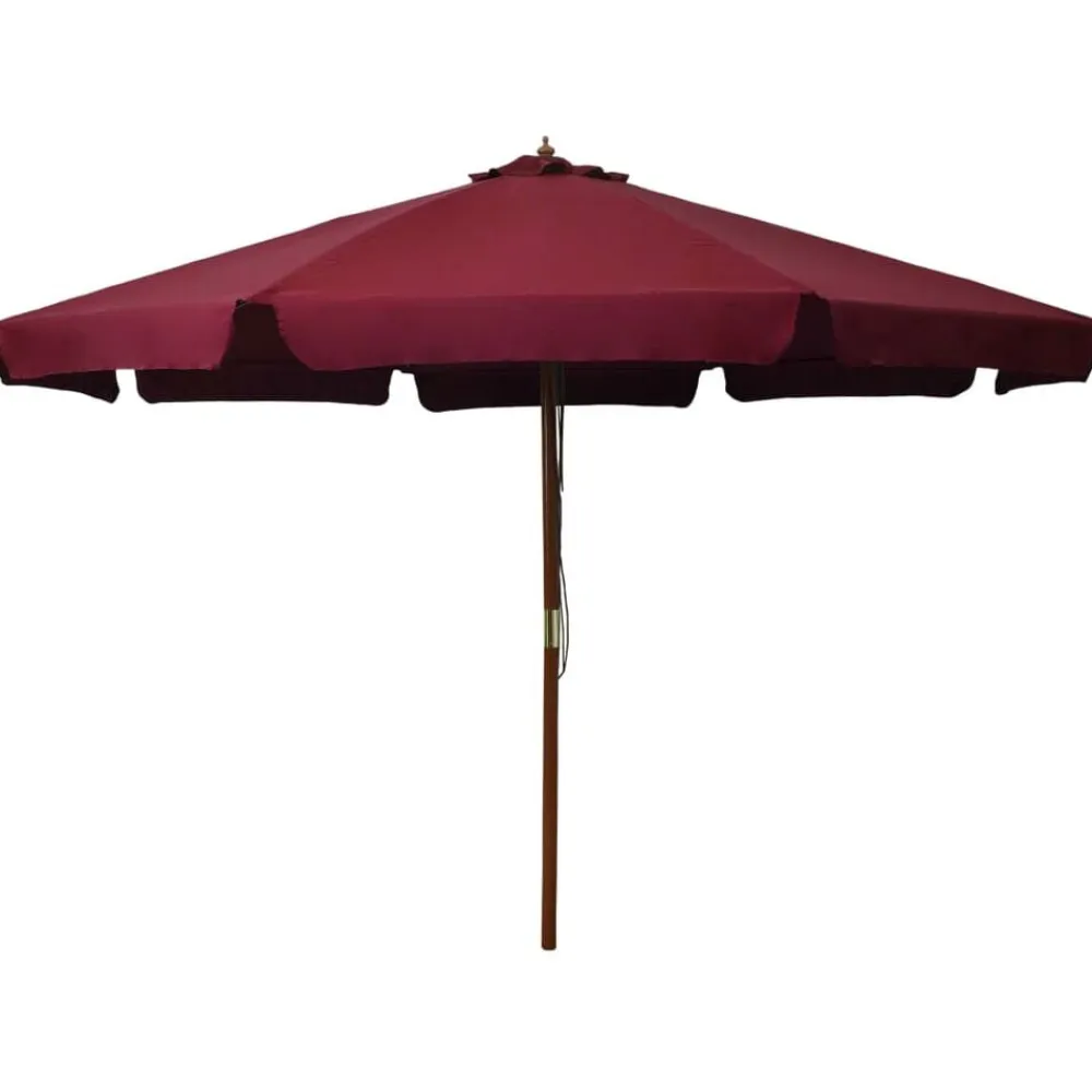 vidaXL Sombrilla de jardín con palo de madera color 330 cm Burdeos New