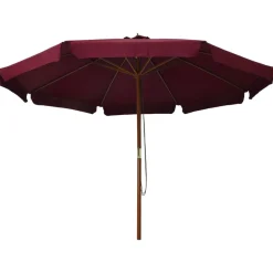vidaXL Sombrilla de jardín con palo de madera color 330 cm Burdeos New