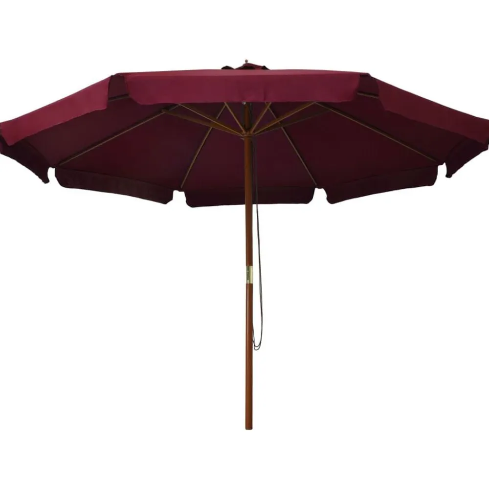vidaXL Sombrilla de jardín con palo de madera color 330 cm Burdeos New
