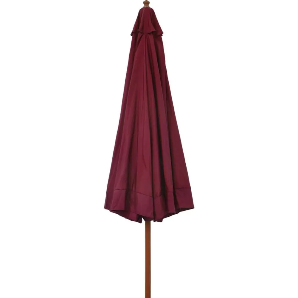 vidaXL Sombrilla de jardín con palo de madera color 330 cm Burdeos New
