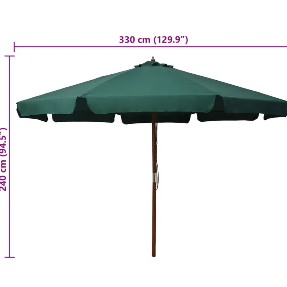 vidaXL Jardín-Sombrilla de jardín con palo de madera 330 cm