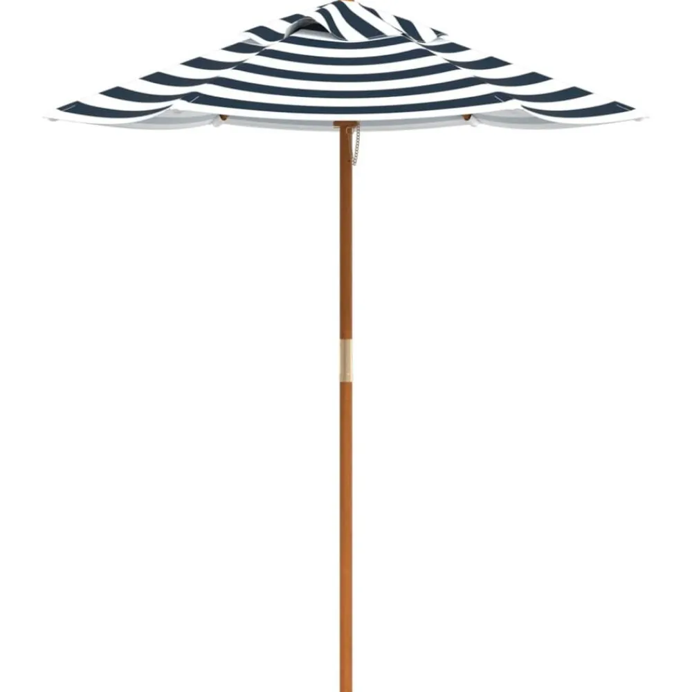 vidaXL Sombrilla de jardín para niños con poste de madera Ø120x140 cm Azul y blanco New
