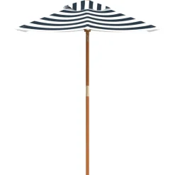 vidaXL Sombrilla de jardín para niños con poste de madera Ø120x140 cm Azul y blanco New