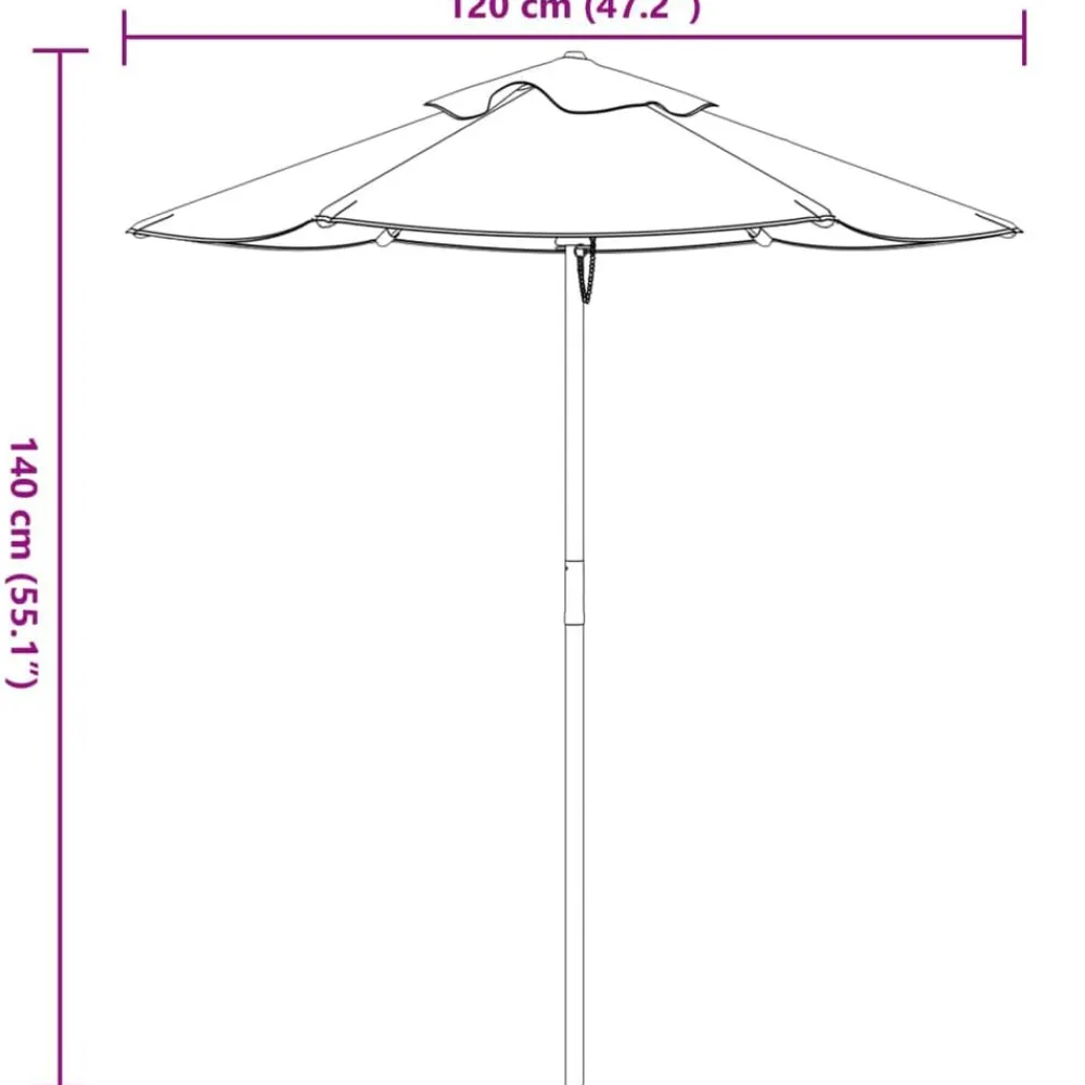 vidaXL Sombrilla de jardín para niños con poste de madera Ø120x140 cm Azul y blanco New