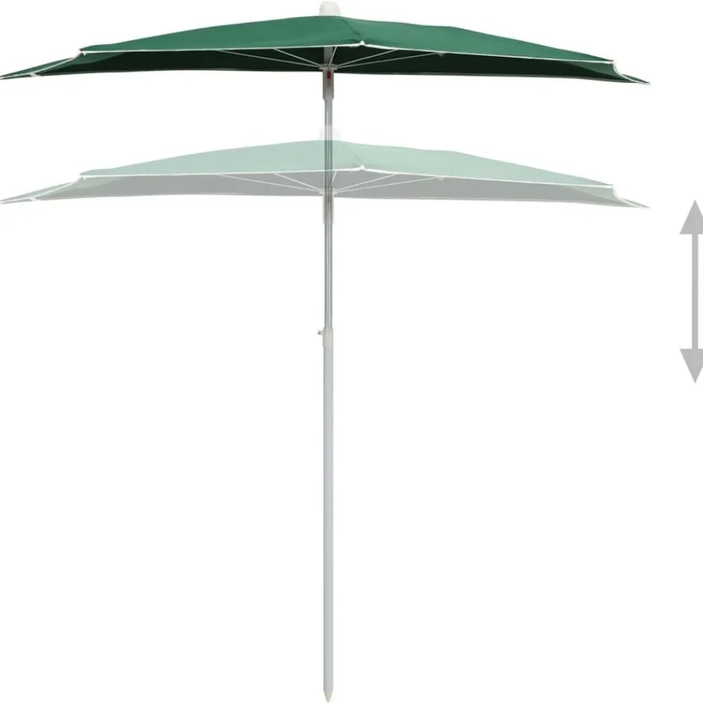 vidaXL Sombrilla de jardín semicircular con palo 180x90 cm Verde Hot