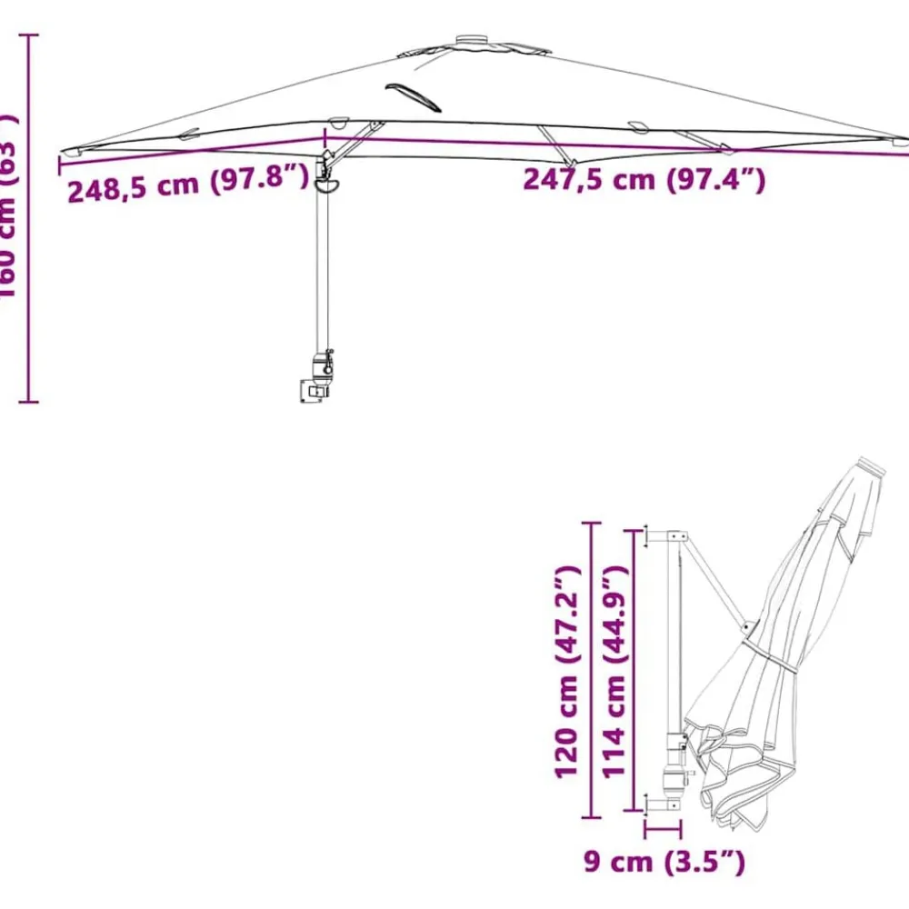 vidaXL Sombrilla de jardín 248,5 x 247,5 x 160 cm Arena Sale