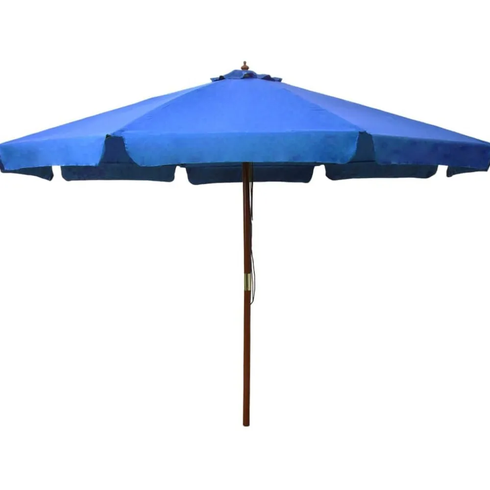 vidaXL Sombrilla de jardín con palo de madera 330 cm Azul celeste