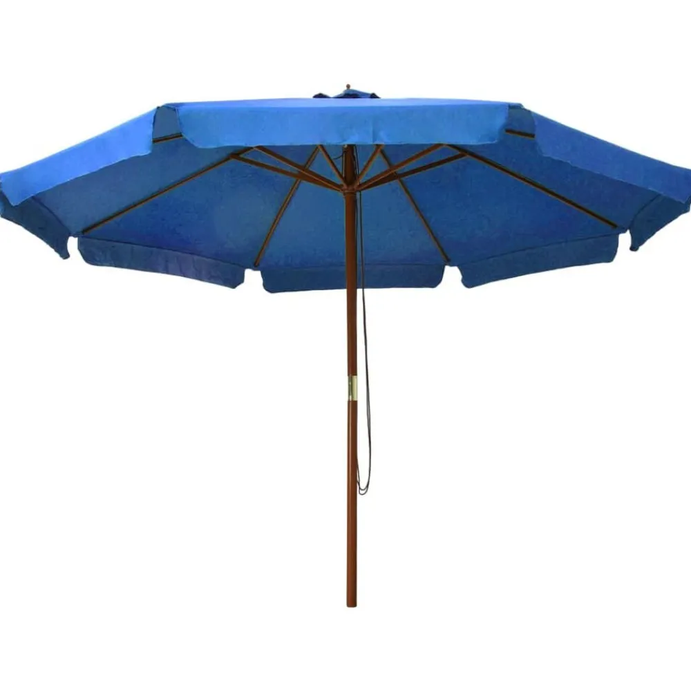 vidaXL Sombrilla de jardín con palo de madera 330 cm Azul celeste