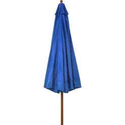 vidaXL Sombrilla de jardín con palo de madera 330 cm Azul celeste