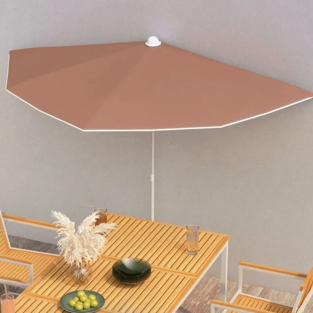 vidaXL Jardín-Sombrilla de jardín semicircular con palo 180x90 cm