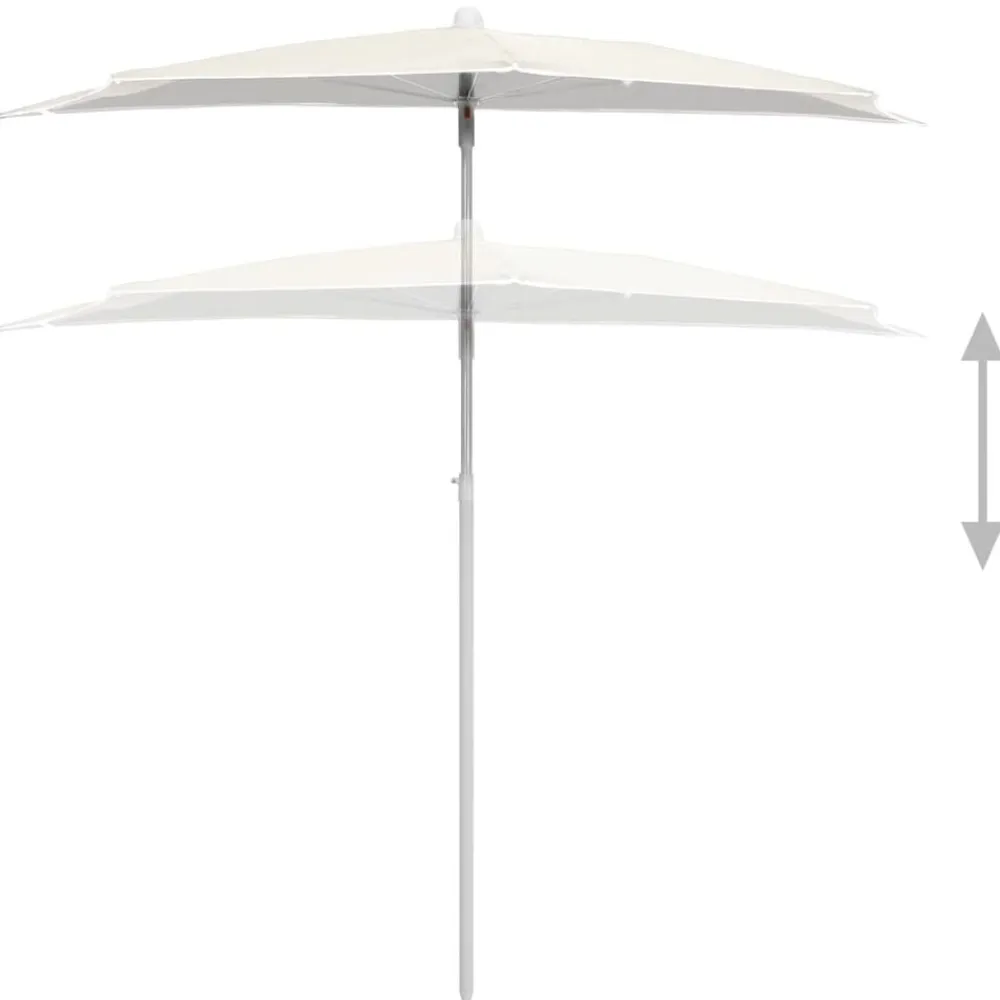 vidaXL Sombrilla de jardín semicircular con palo 180x90 cm Arena