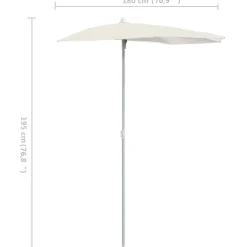 vidaXL Sombrilla de jardín semicircular con palo 180x90 cm Arena