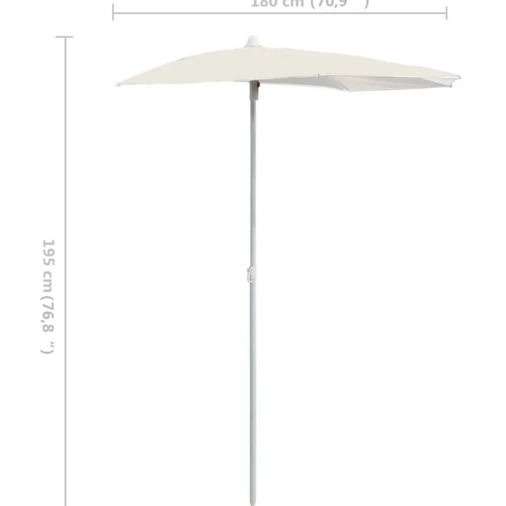 vidaXL Sombrilla de jardín semicircular con palo 180x90 cm Arena