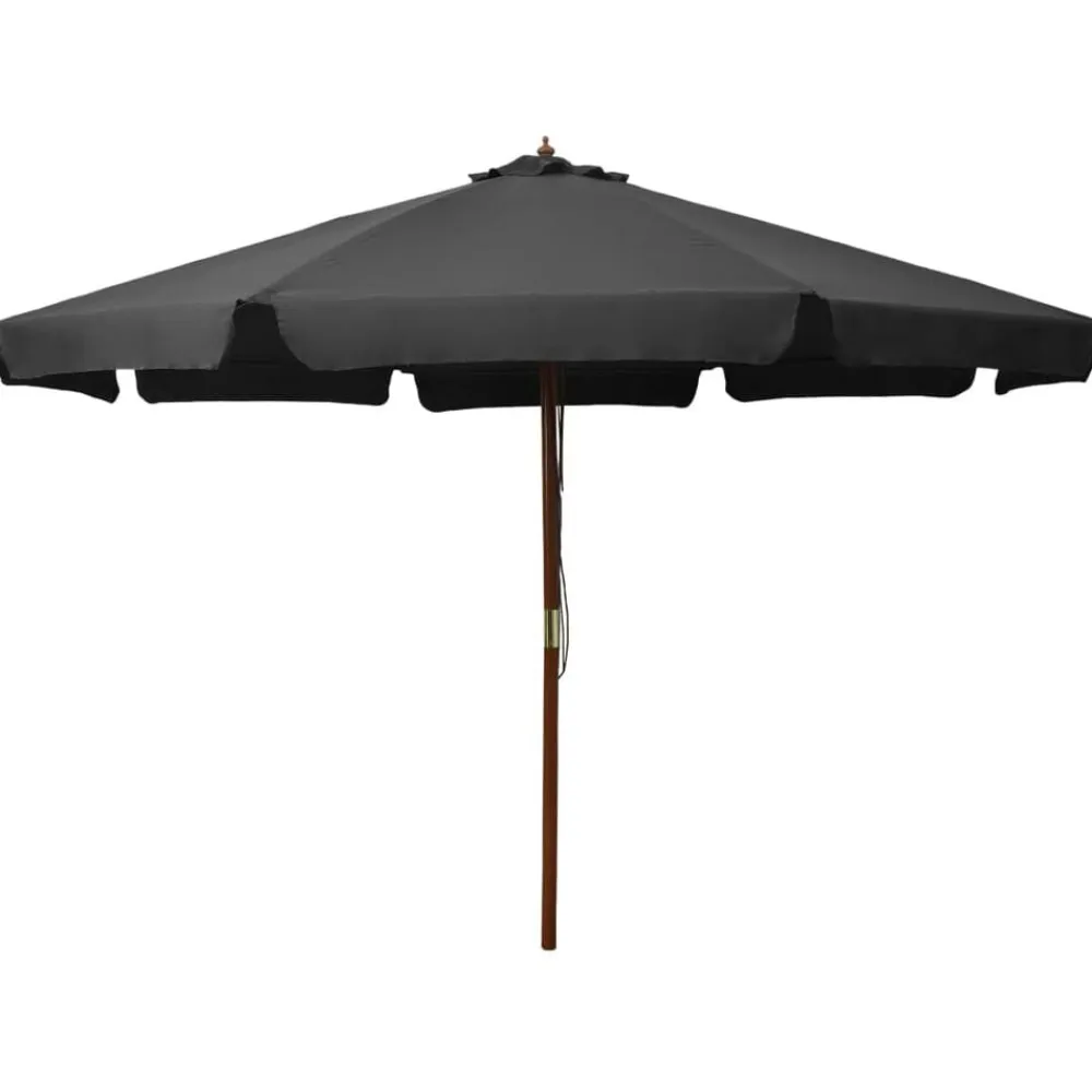 vidaXL Sombrilla de jardín con palo de madera gris 330 cm Antracita Sale