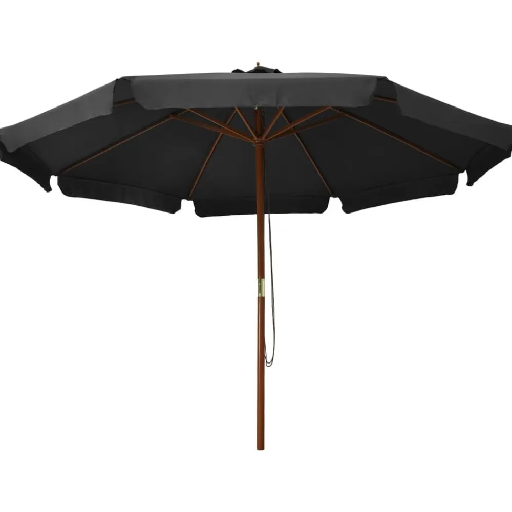vidaXL Sombrilla de jardín con palo de madera gris 330 cm Antracita Sale