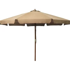 vidaXL Sombrilla de jardín con palo de madera gris topo 330 cm Taupé