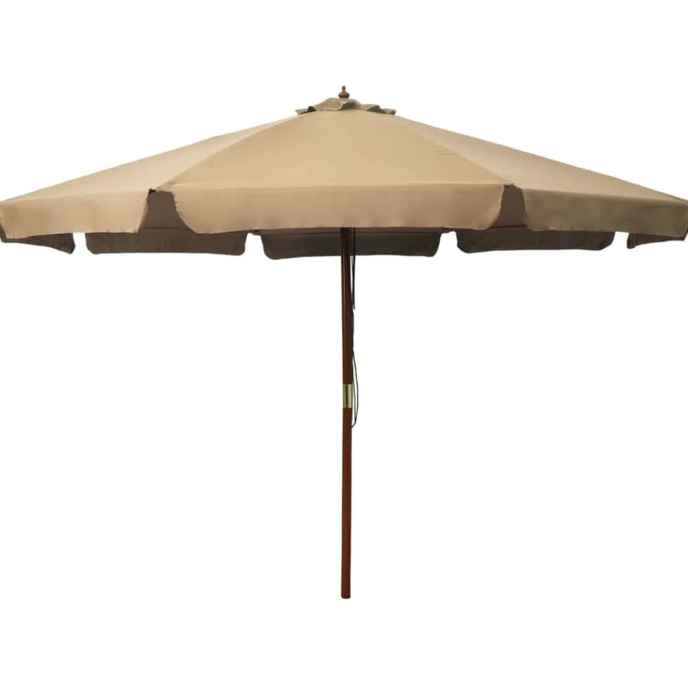 vidaXL Sombrilla de jardín con palo de madera gris topo 330 cm Taupé