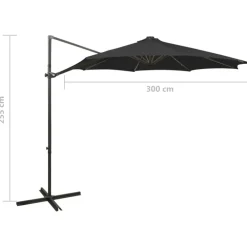 vidaXL Jardín-Sombrilla de jardín voladiza con palo y luces LED 300 cm