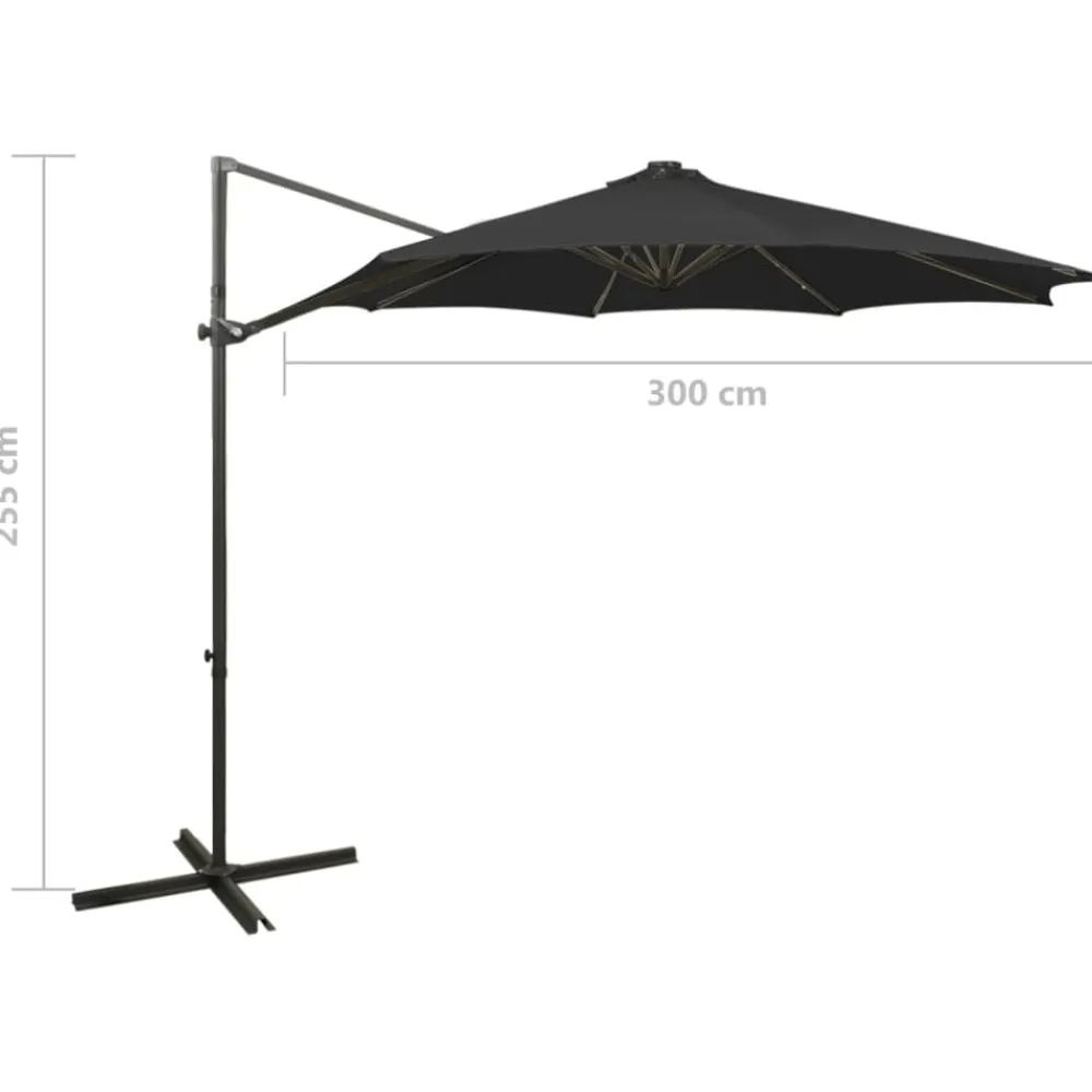 vidaXL Jardín-Sombrilla de jardín voladiza con palo y luces LED 300 cm