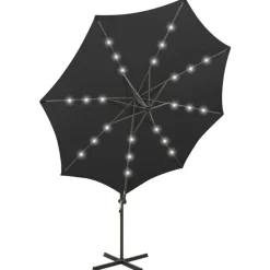 vidaXL Jardín-Sombrilla de jardín voladiza con palo y luces LED 300 cm